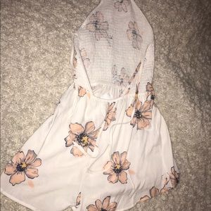 White Romper with Pink Flowers